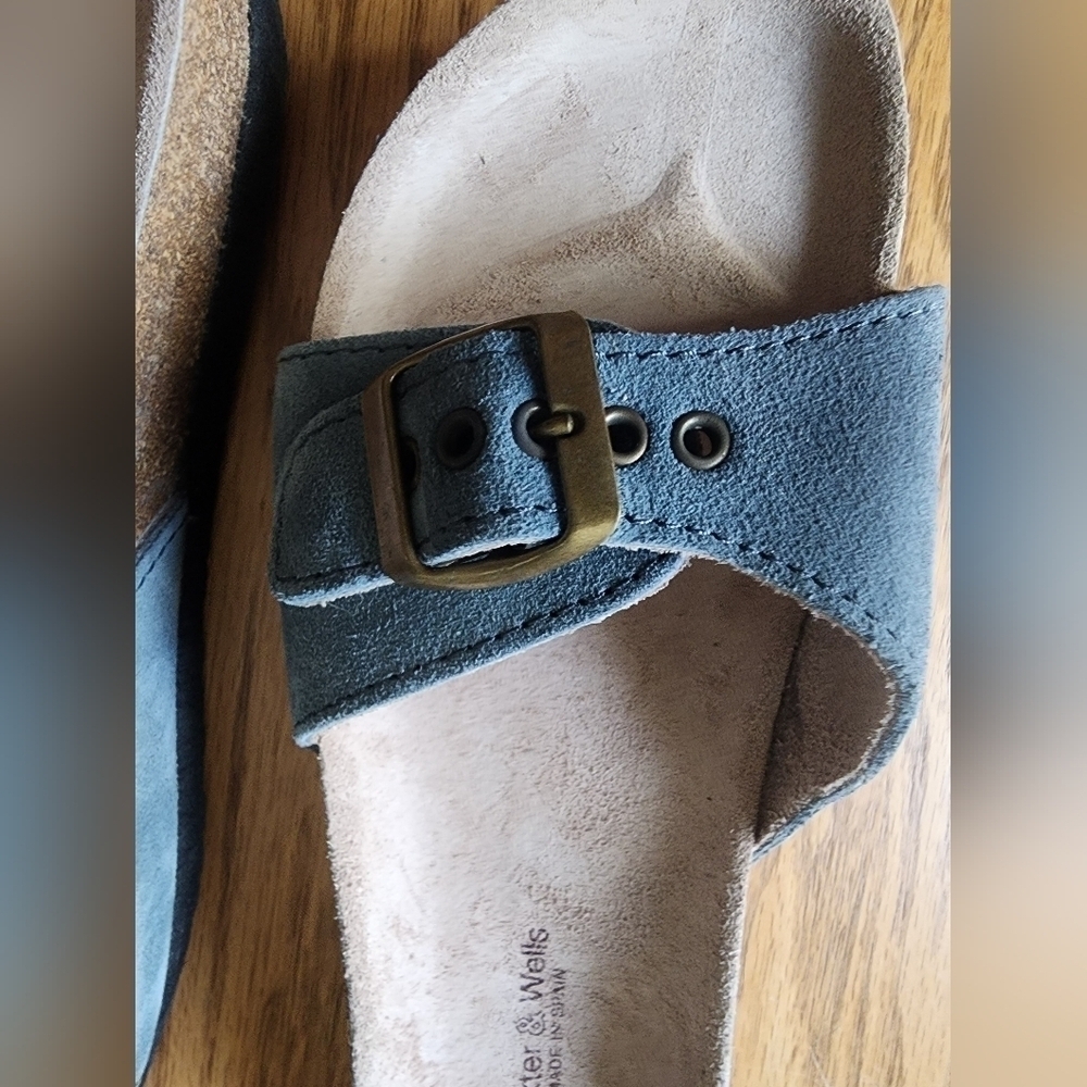Baxter & Wells Made In Spain (Like Birkenstocks) Blue Sandals Women's Si… - Picture 8 of 10